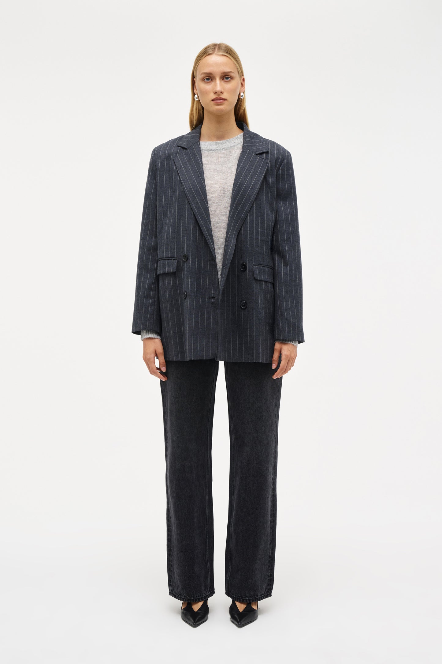 Tribeca Blazer Pinstripe - Charcoal