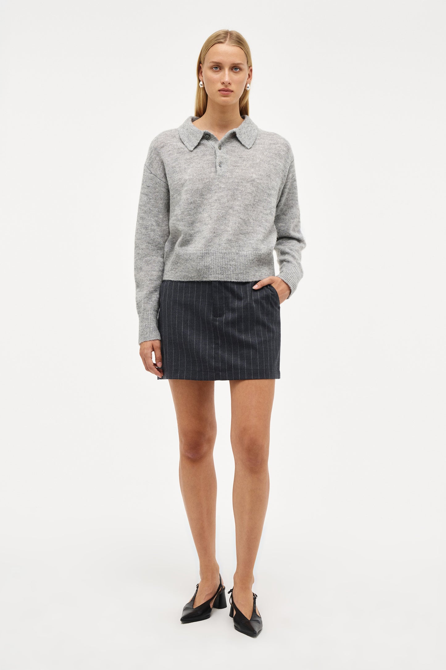 Daria Skirt Pinstripe - Charcoal