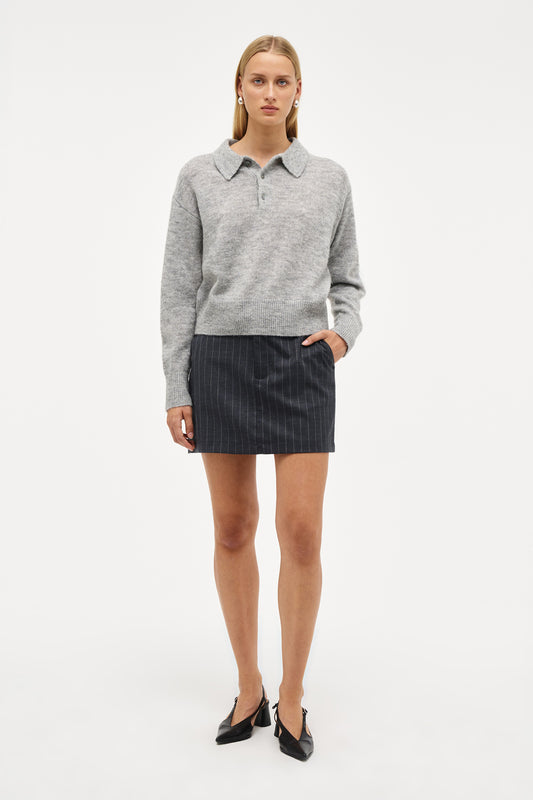 Daria Skirt Pinstripe - Charcoal