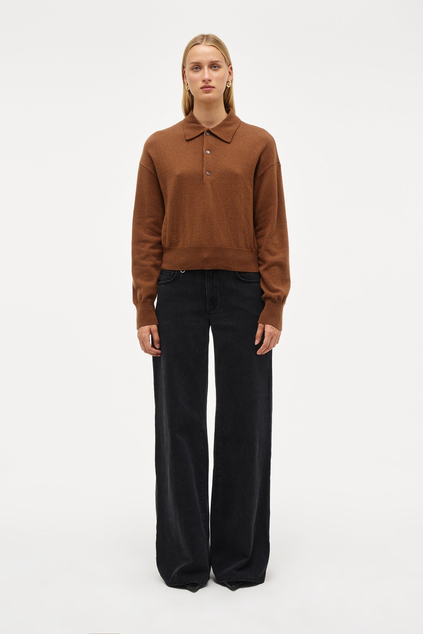 Wool Blend Knit Polo - Biscuit