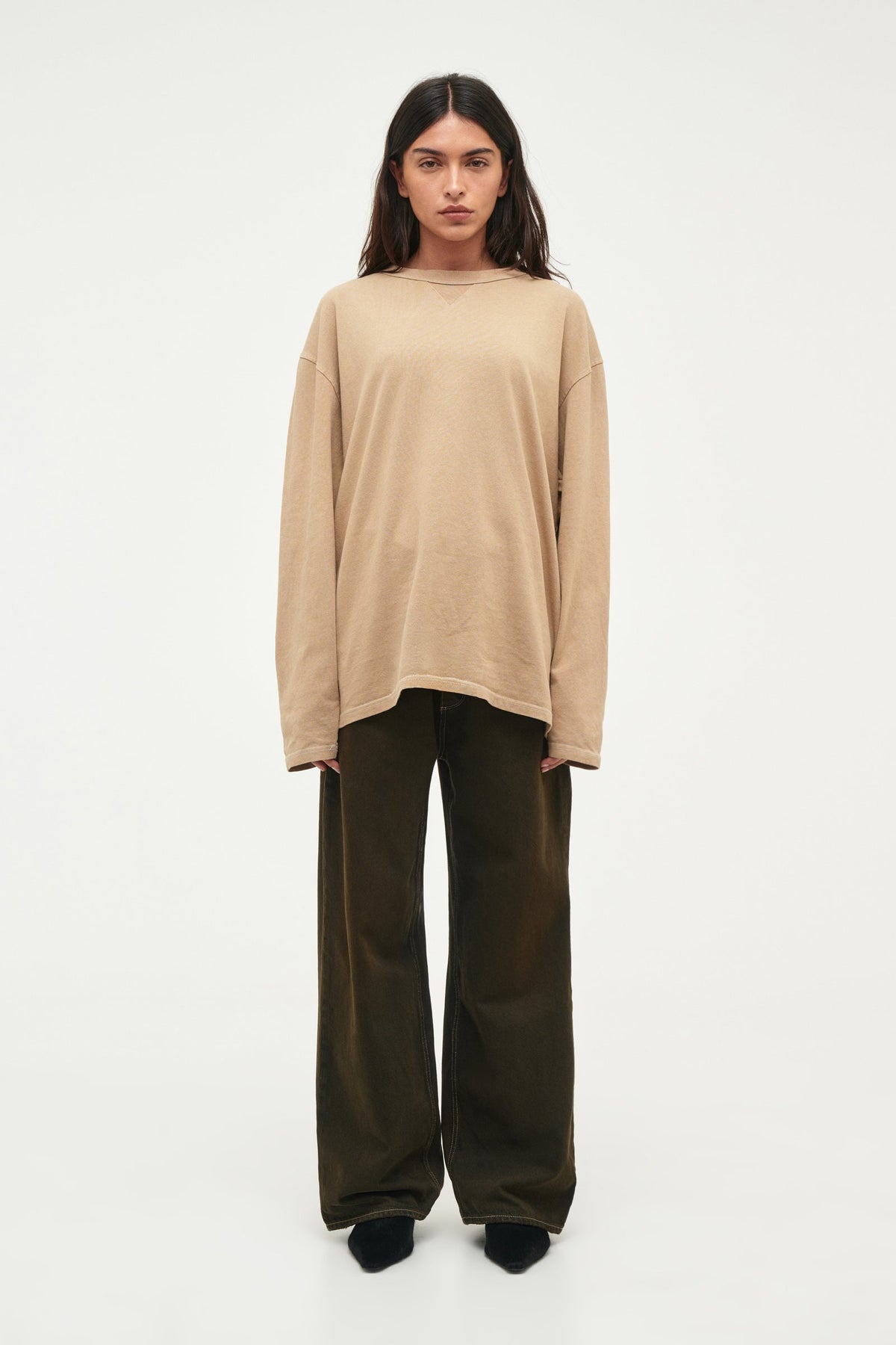 Womens Over Dyed Long Sleeve - Worn Sand