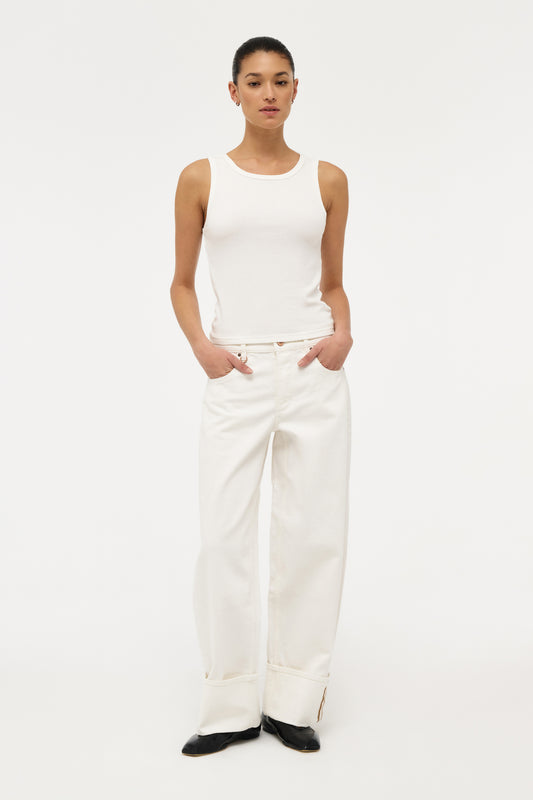 AM Ribbed Singlet - White