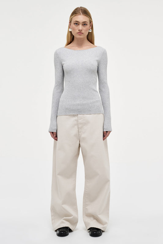 Jamie Knit LS Top - Grey Marle