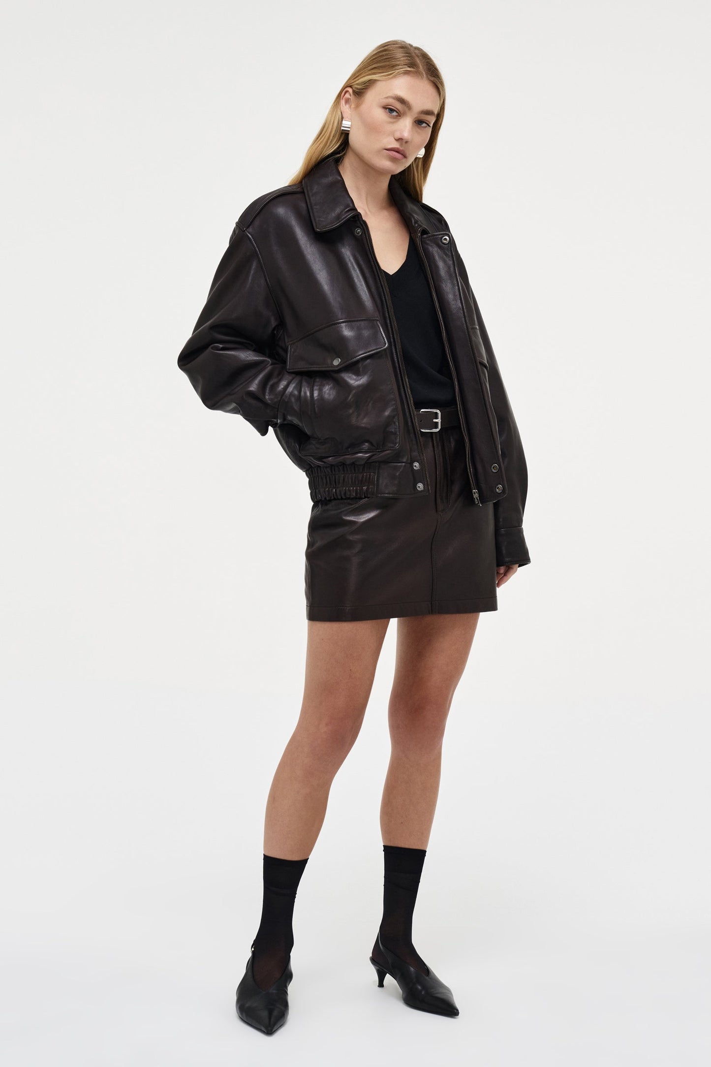 Casablanca Leather Bomber - Espresso