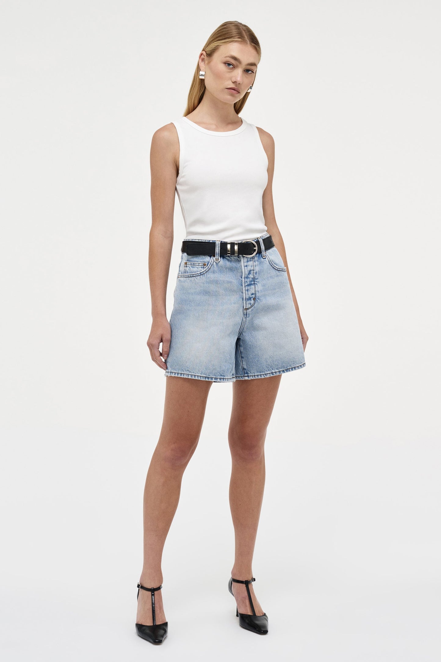 AM Ribbed Singlet - White