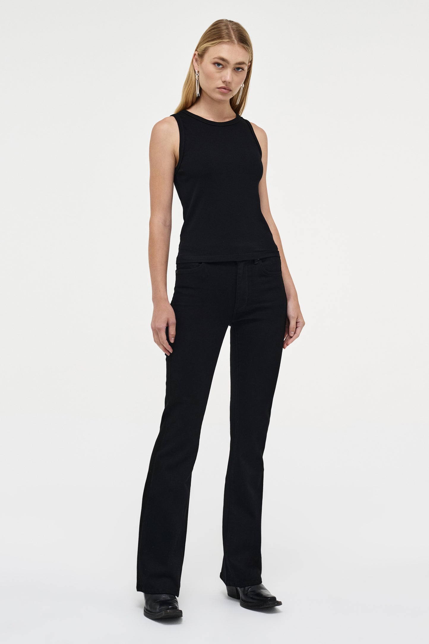 AM Ribbed Singlet - Black