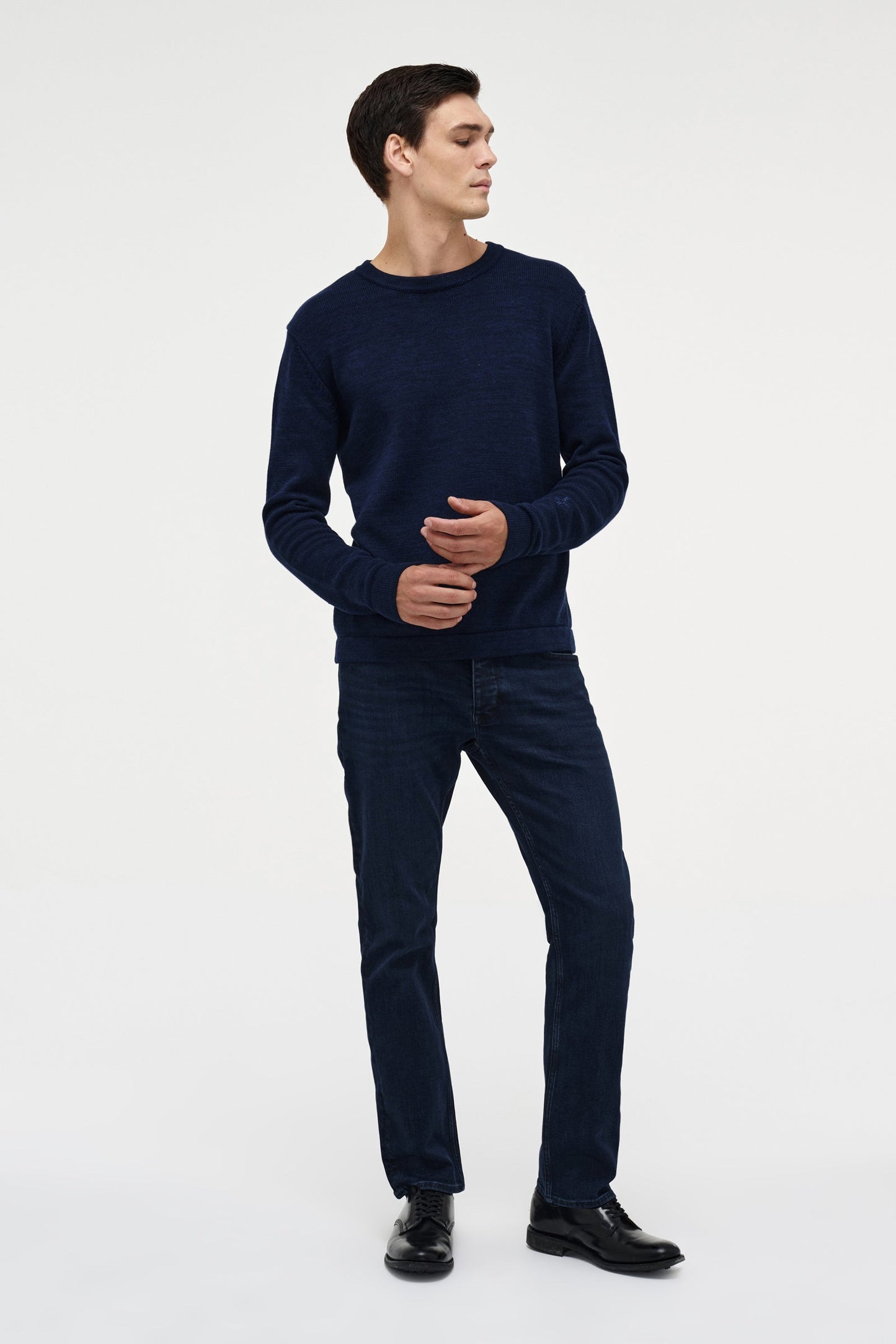 Melange Crew Knit - Navy