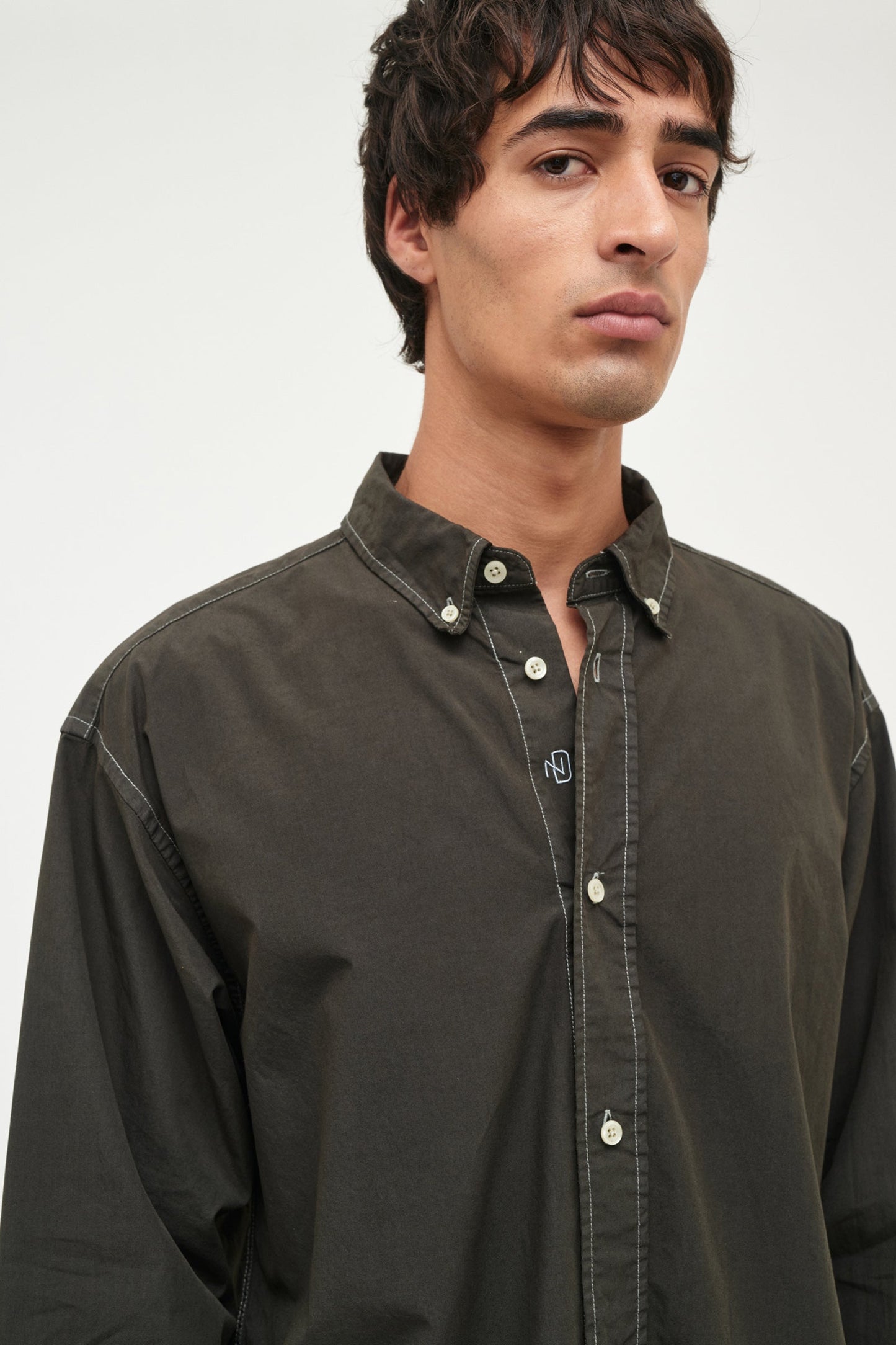 Relaxed Fit Shirt Over Dyed - Worn Military