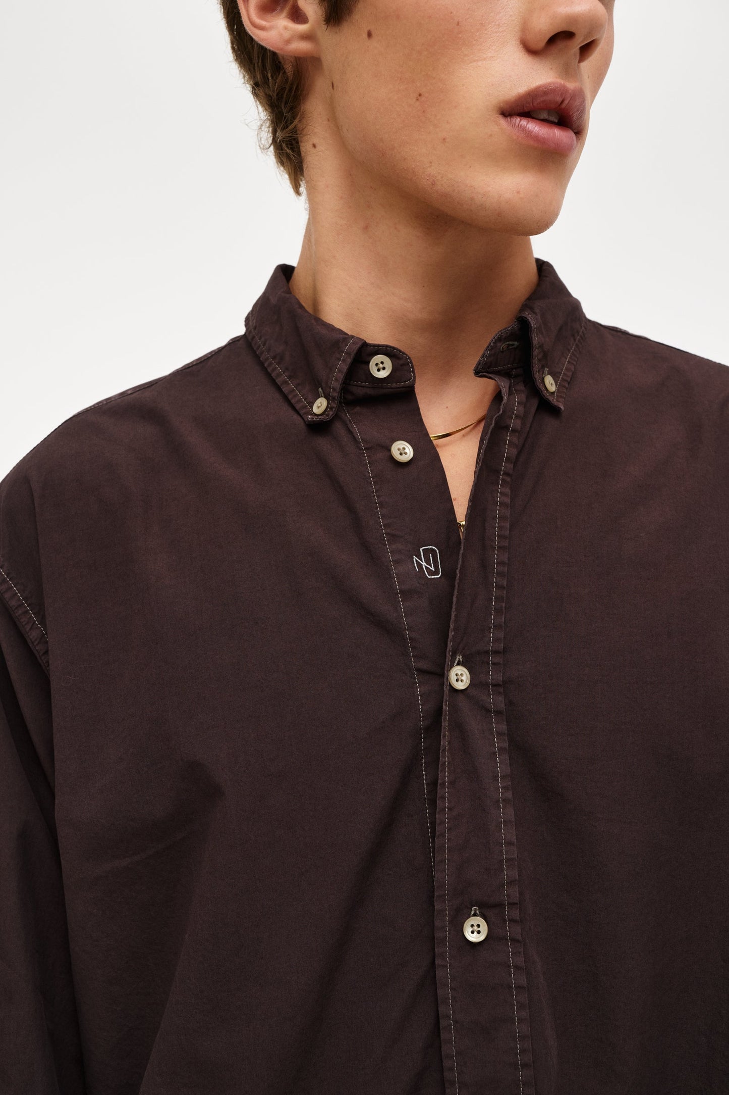 Relaxed Fit Shirt Over Dyed - Chocolate