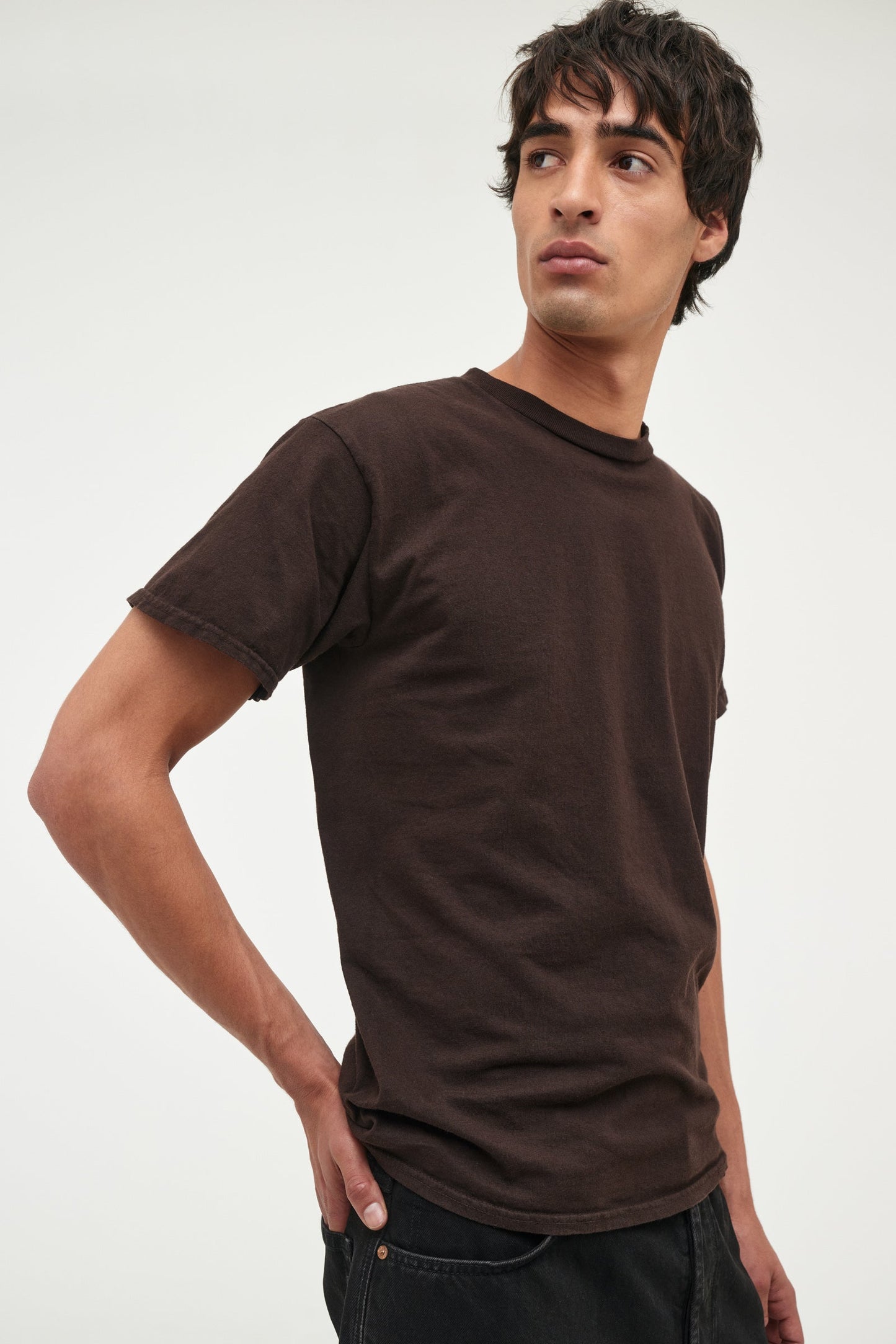 Over Dyed Circular Knit Tee - Chocolate
