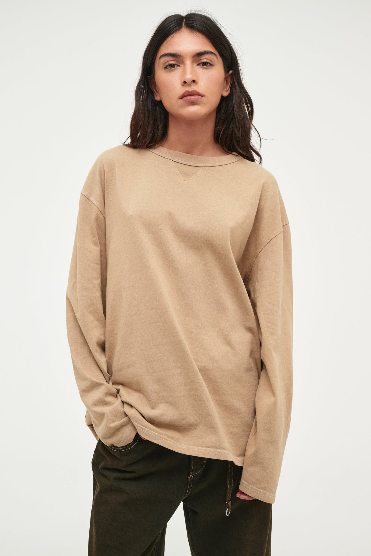 Womens Over Dyed Long Sleeve - Worn Sand