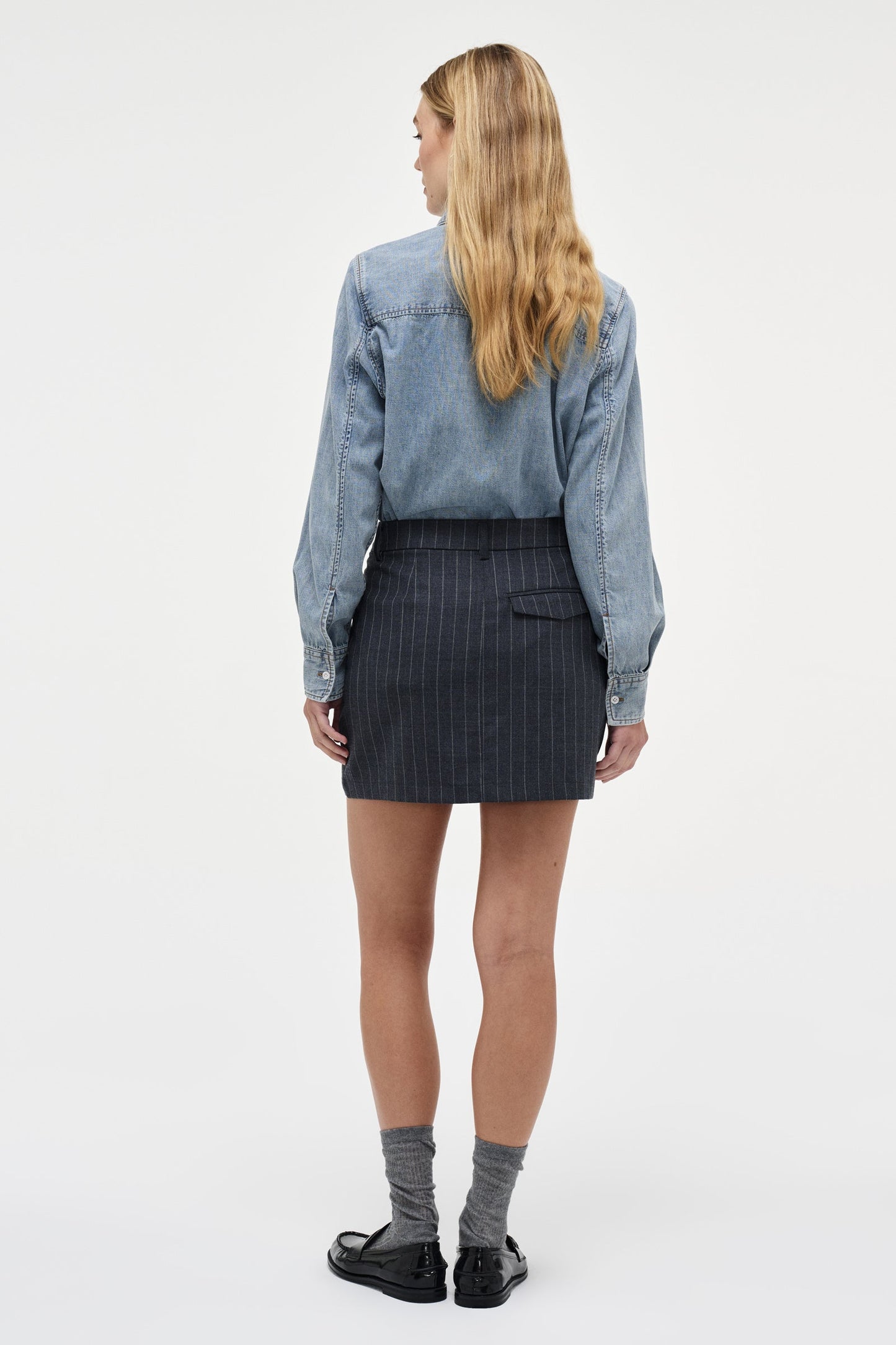 Daria Skirt Pinstripe - Charcoal