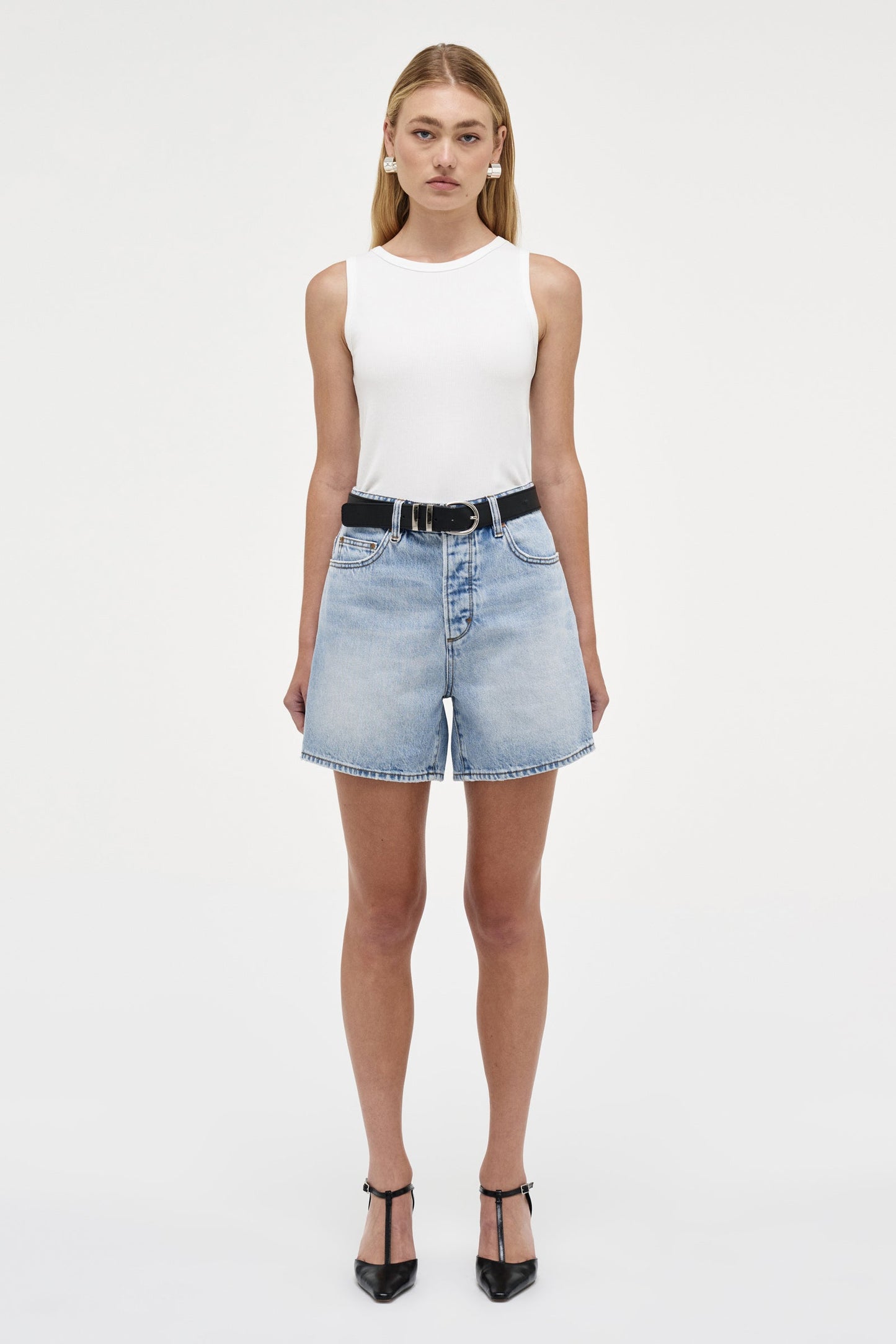 AM Ribbed Singlet - White