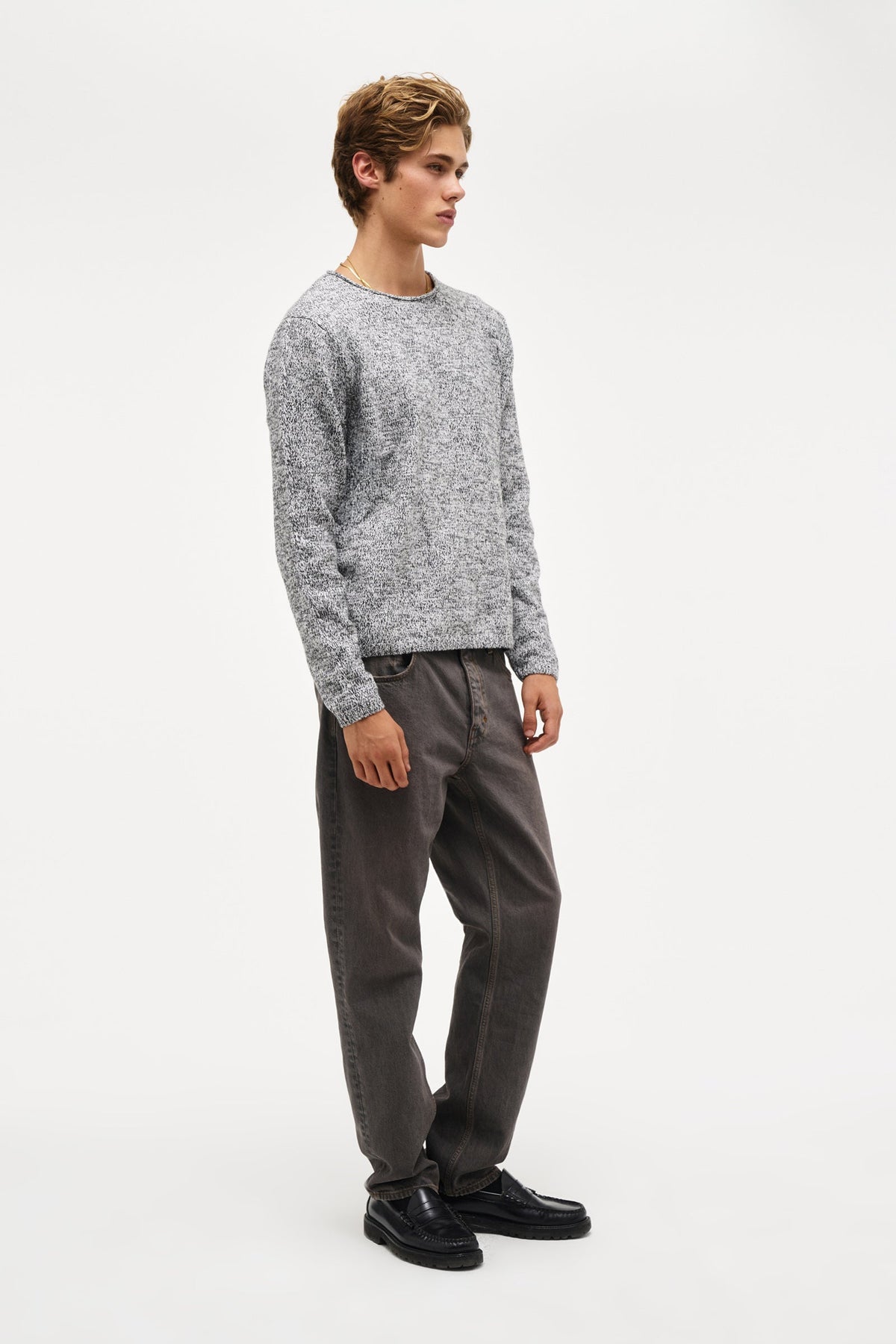 Chain Knit Crew - Ash Grey