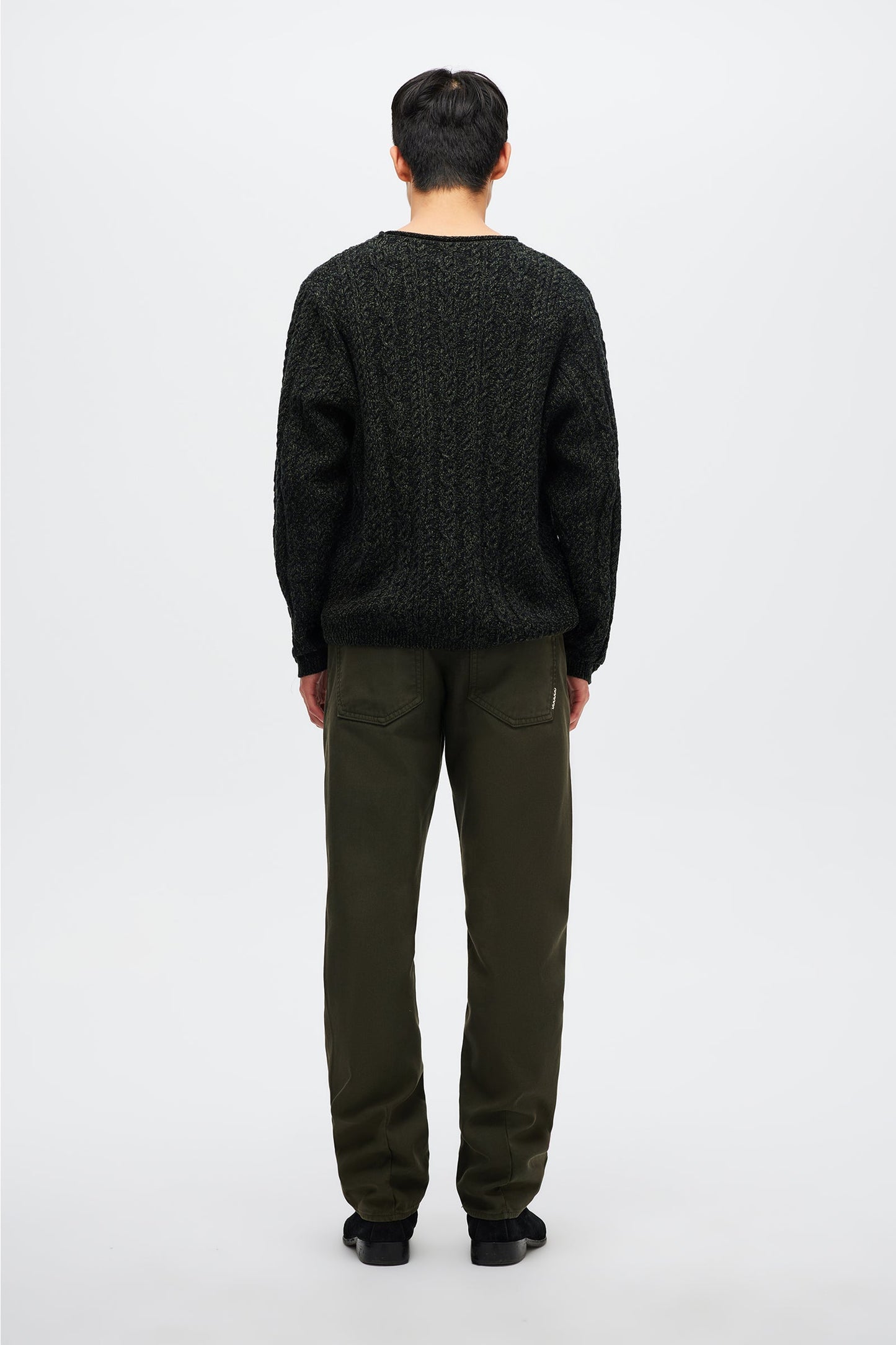 Chain Knit Cable Crew - Military