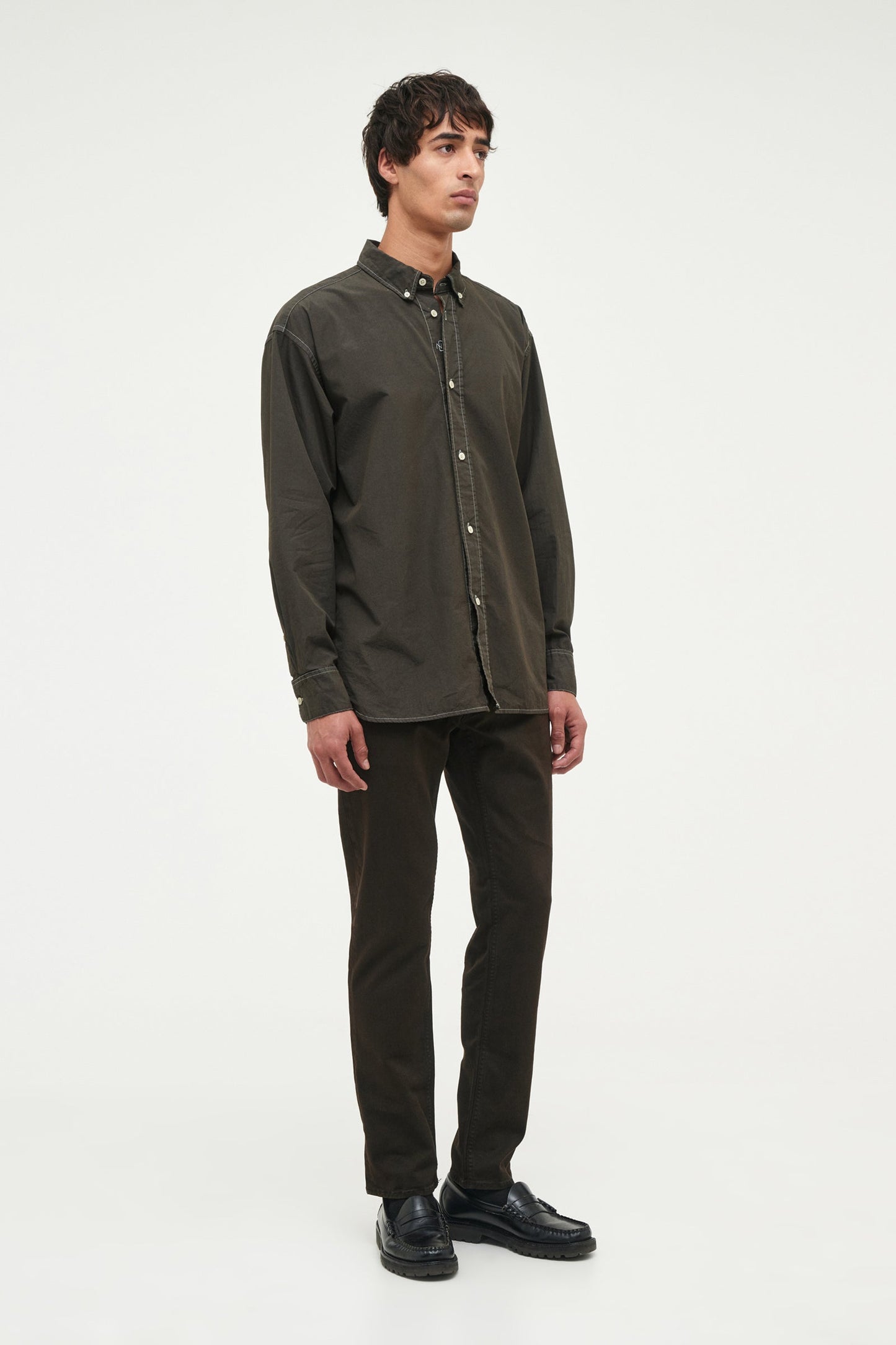 Relaxed Fit Shirt Over Dyed - Worn Military