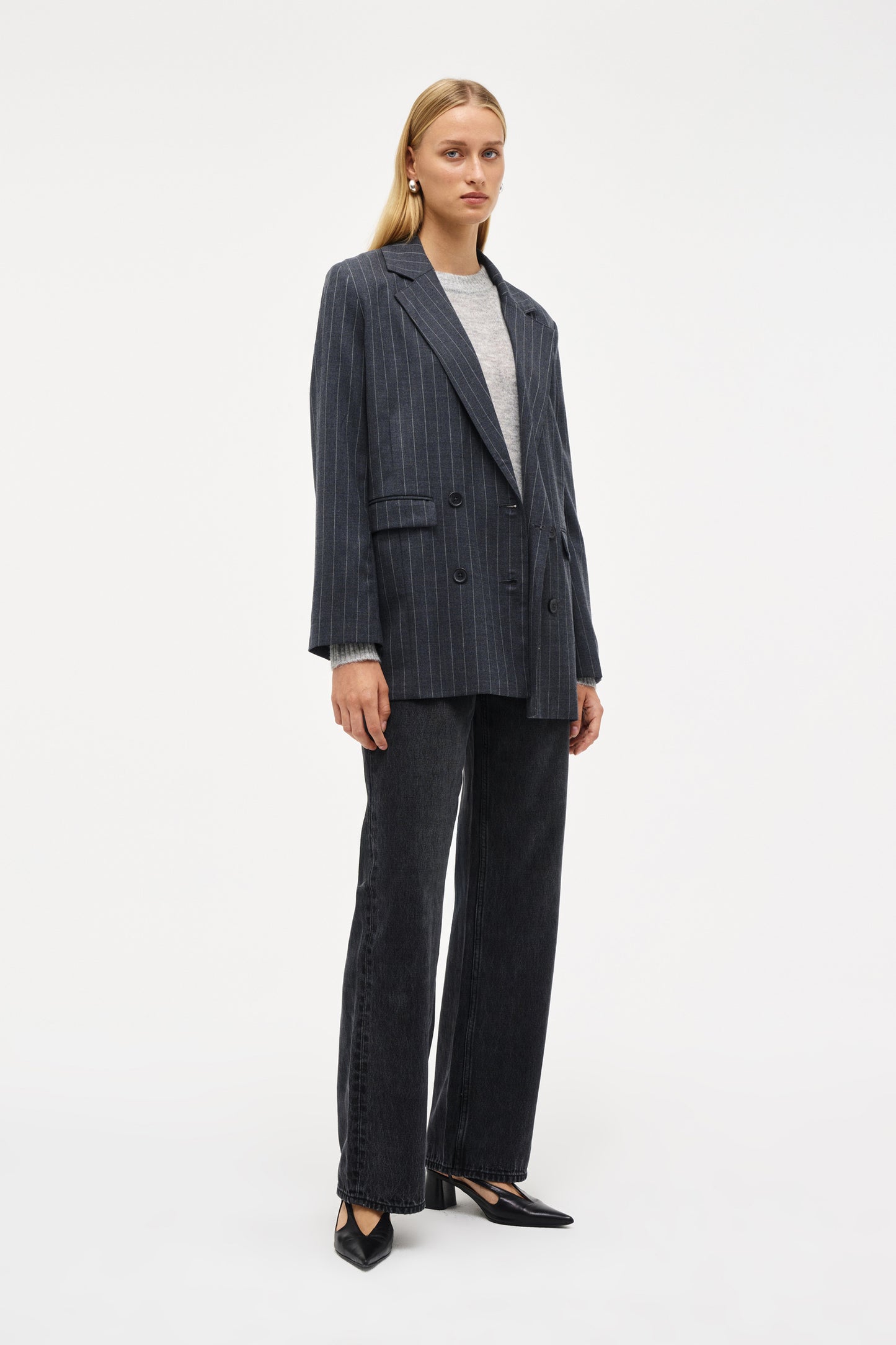 Tribeca Blazer Pinstripe - Charcoal