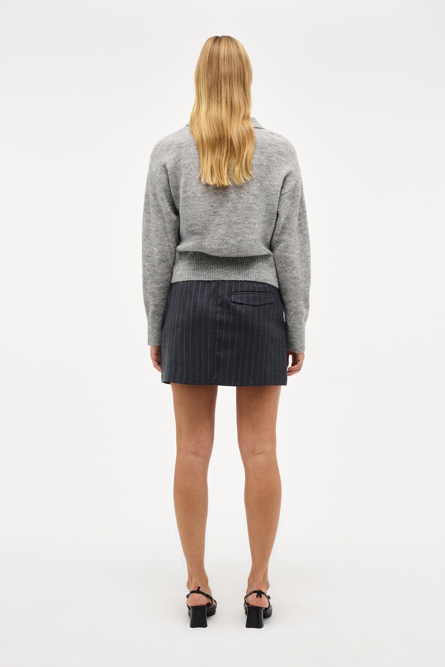 Daria Skirt Pinstripe - Charcoal