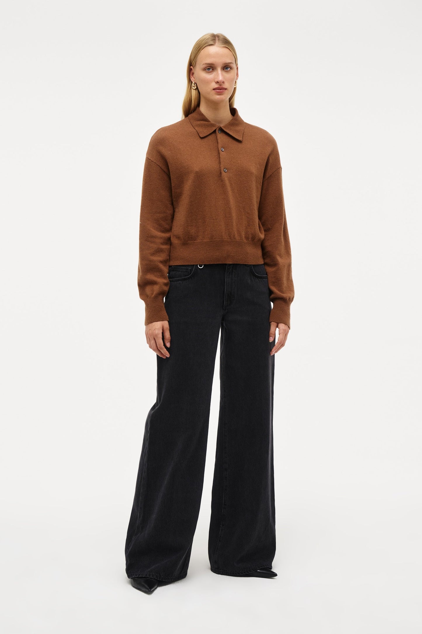 Wool Blend Knit Polo - Biscuit