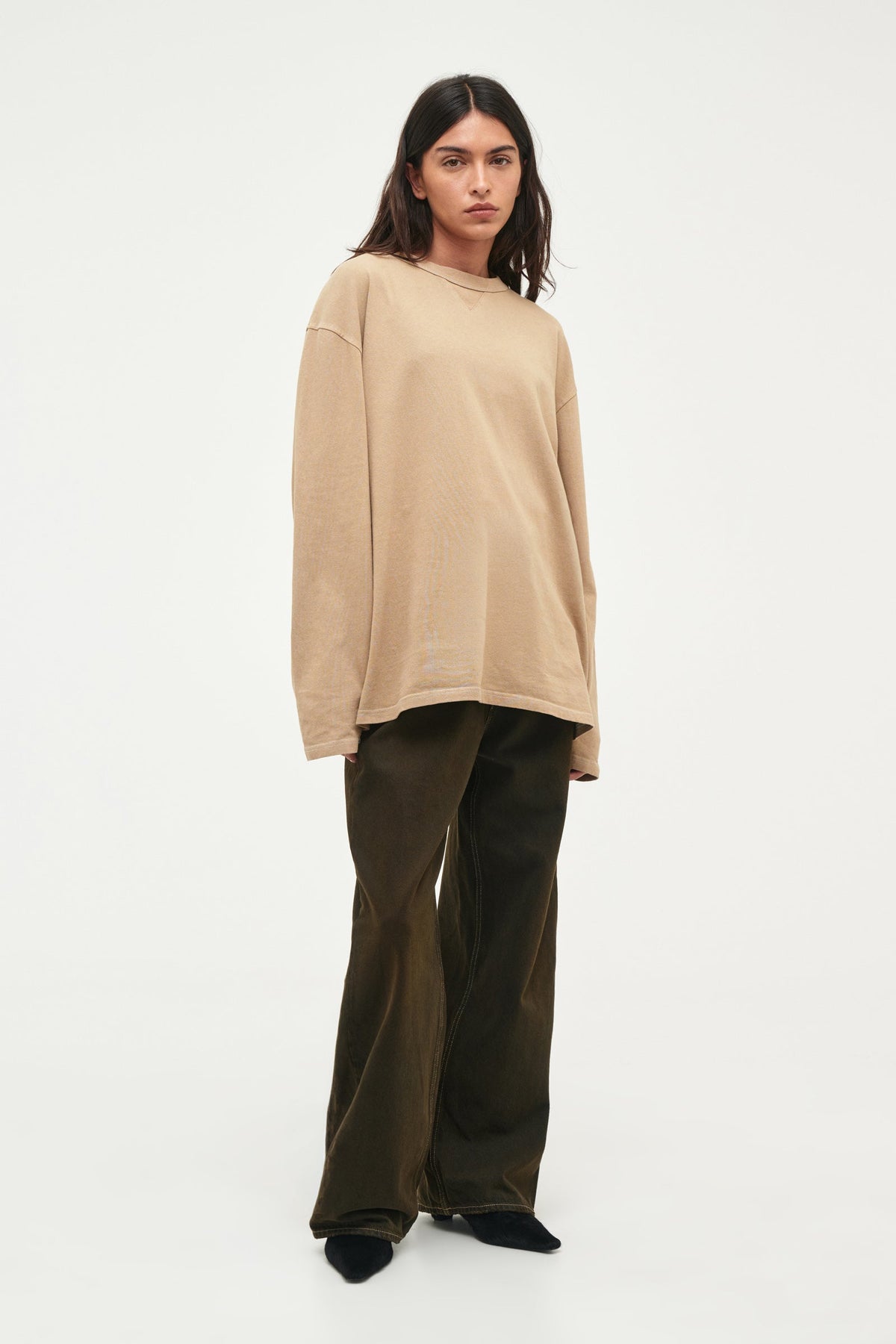 Womens Over Dyed Long Sleeve - Worn Sand
