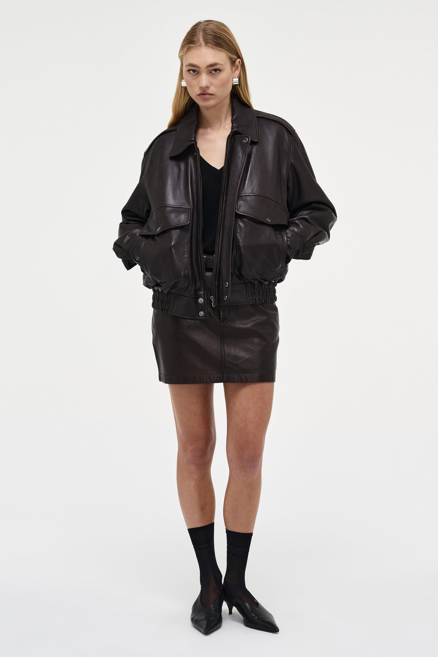 Casablanca Leather Bomber - Espresso