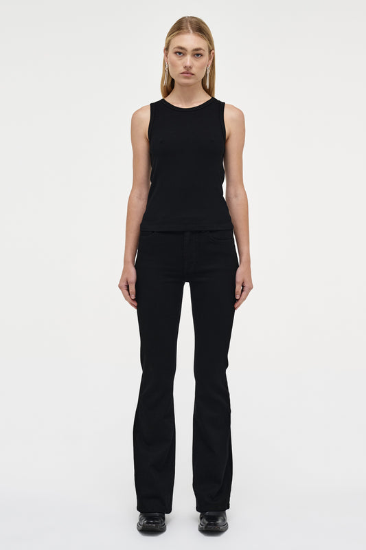 AM Ribbed Singlet - Black