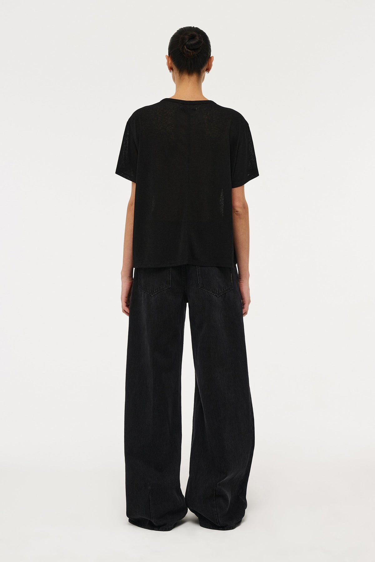 Girlfriend Deep V Tee - Black