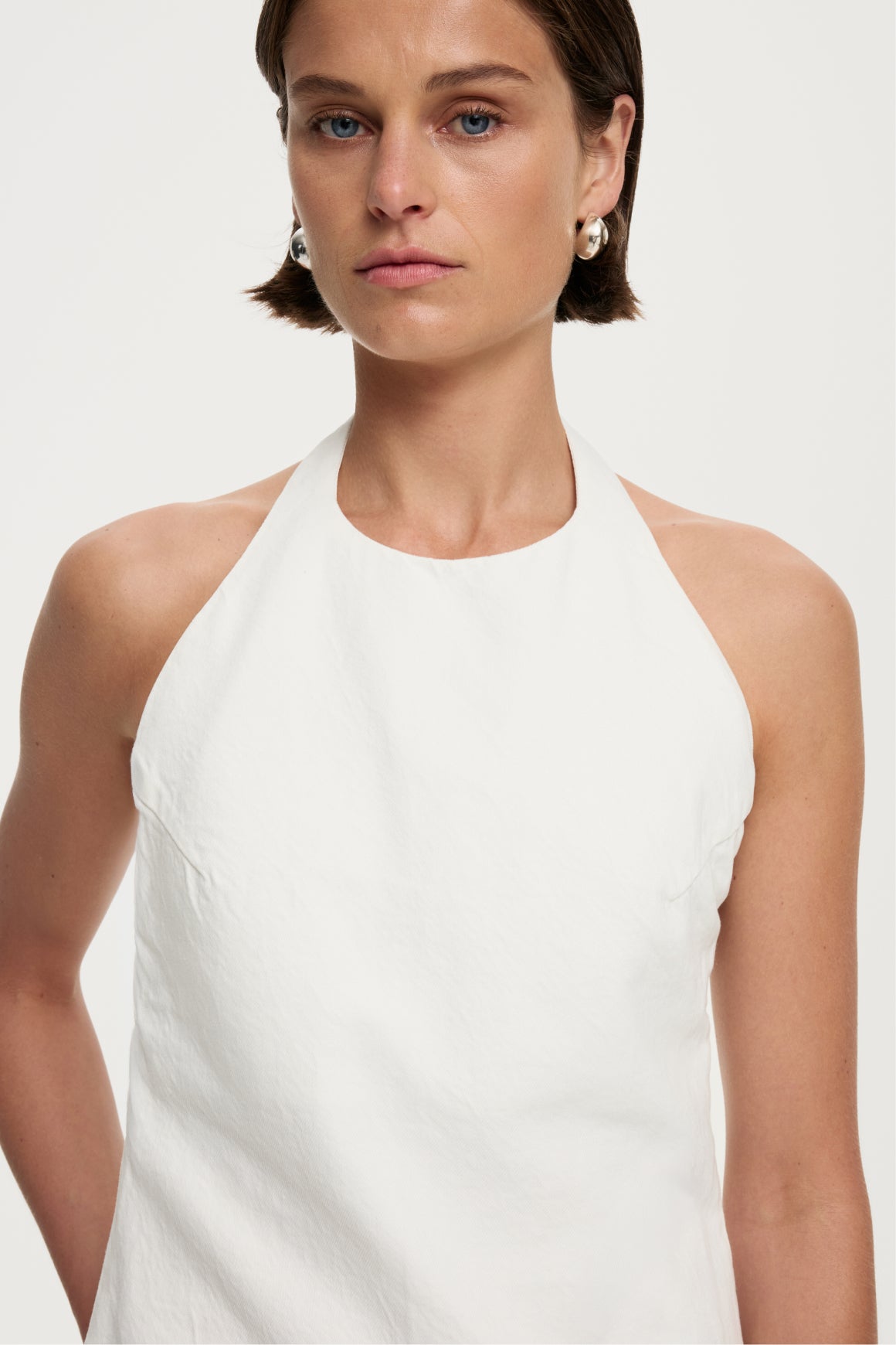Denim Halter Top - White