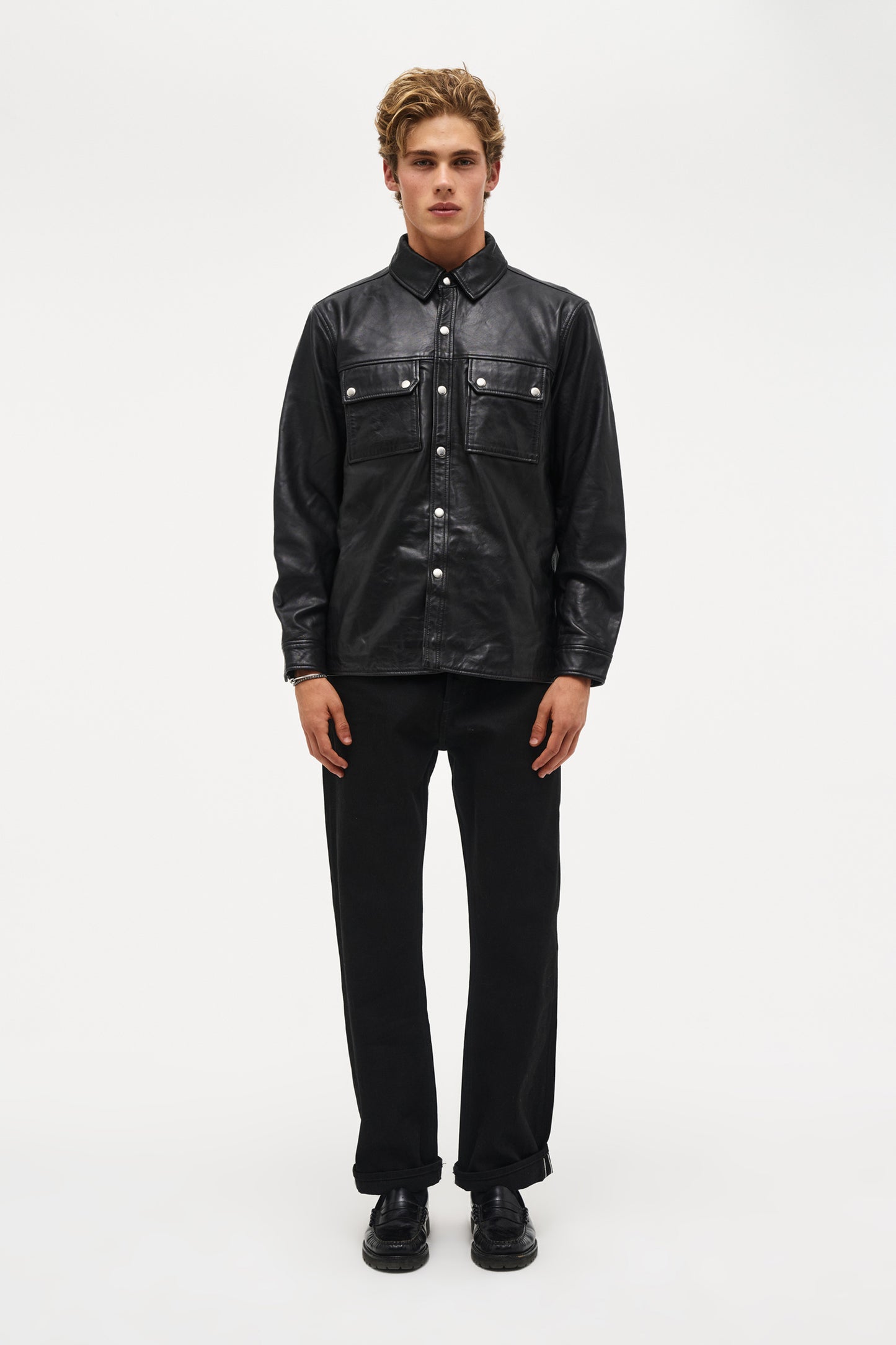 Johnny Leather Shirt - Black