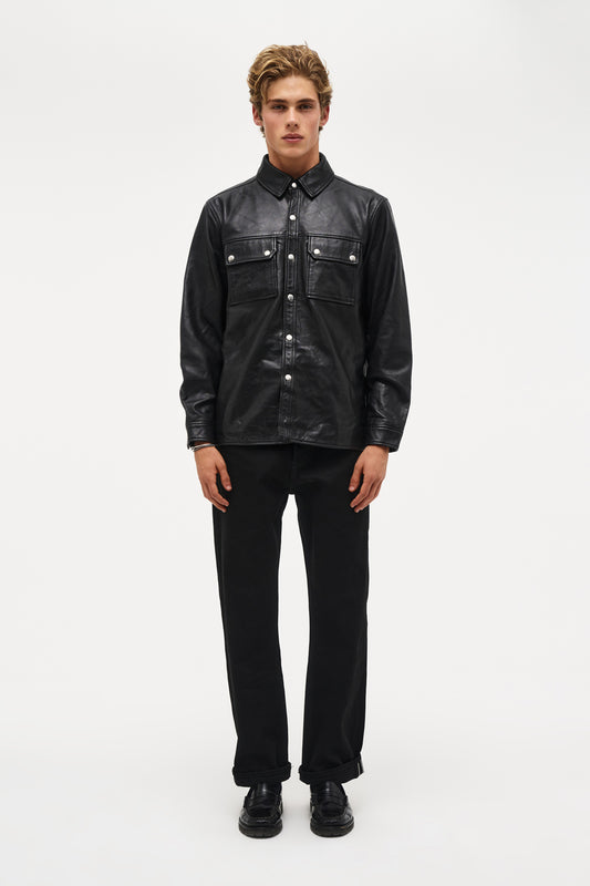 Johnny Leather Shirt - Black