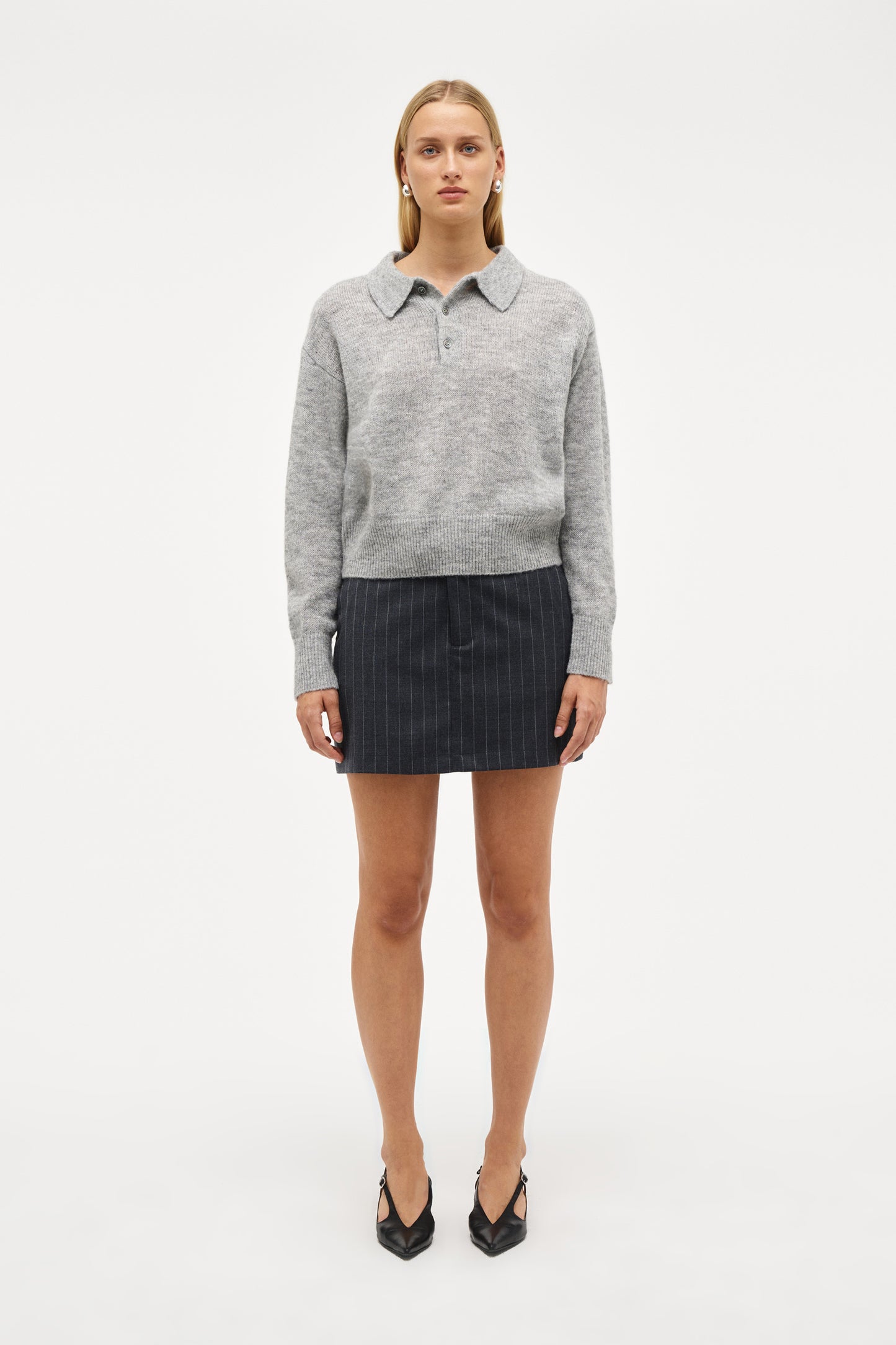 Daria Skirt Pinstripe - Charcoal