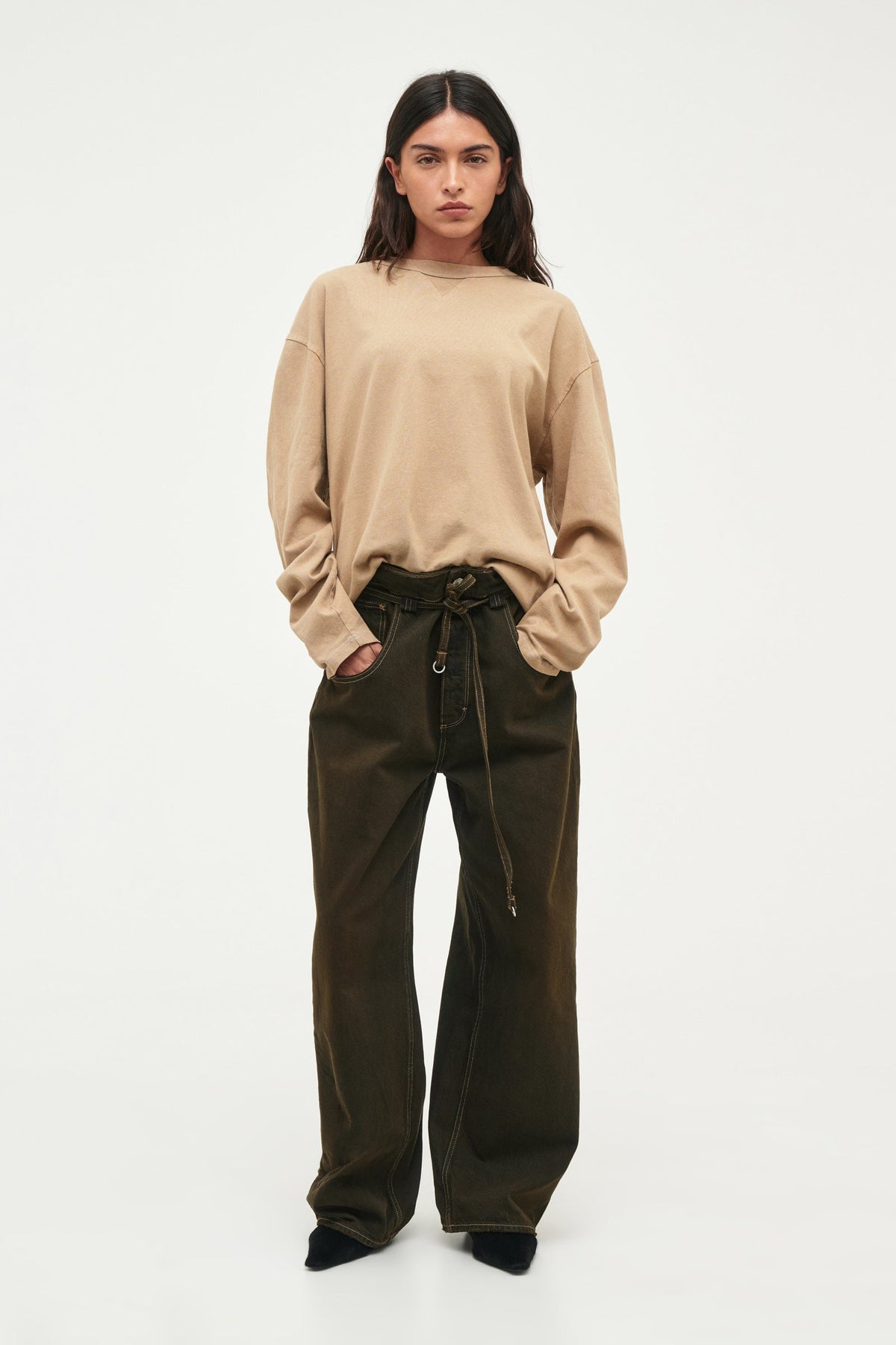 Womens Over Dyed Long Sleeve - Worn Sand