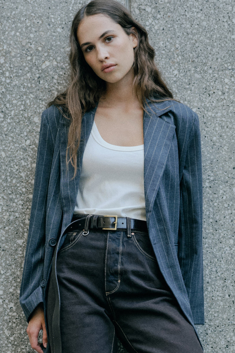 Tribeca Blazer Pinstripe - Charcoal
