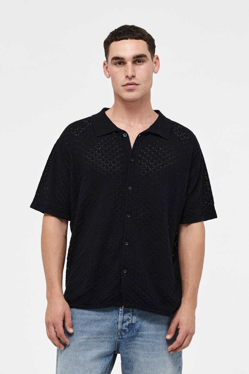 Cave Lace Knit Shirt - Black