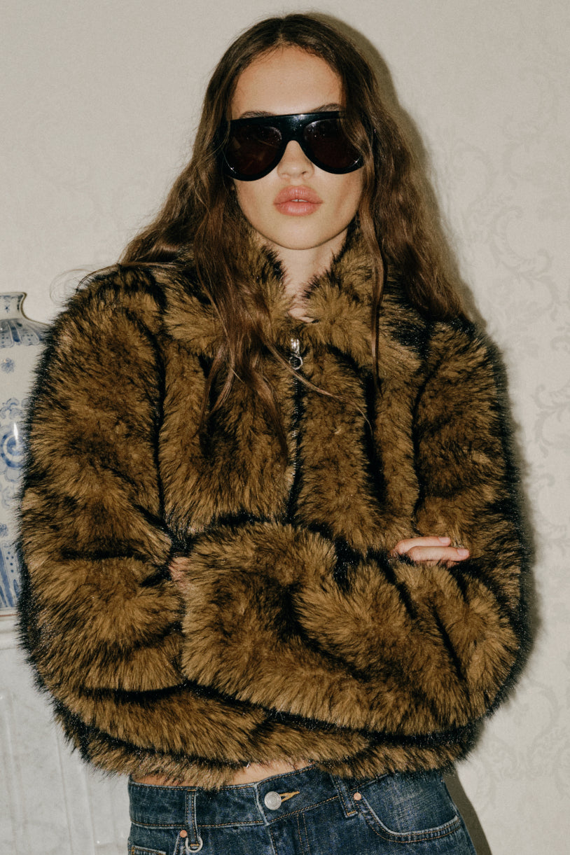 Faux Fur Jacket - Honey