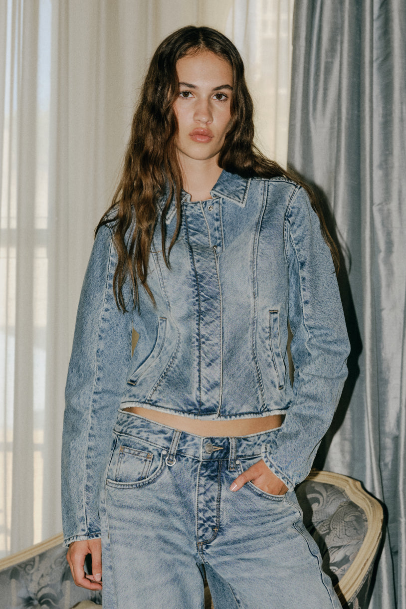 Bias Cut Denim Jacket