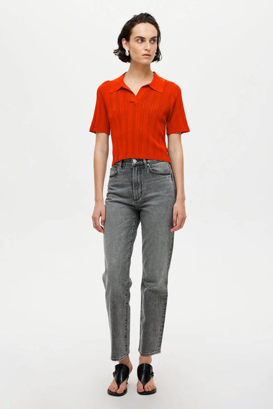 Opal Knit Polo - Vermillion