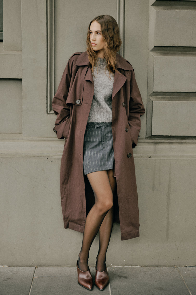 Daria Skirt Pinstripe - Charcoal