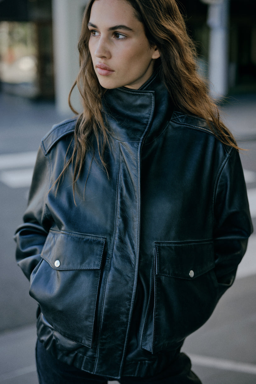 Scene Leather Jacket - Black