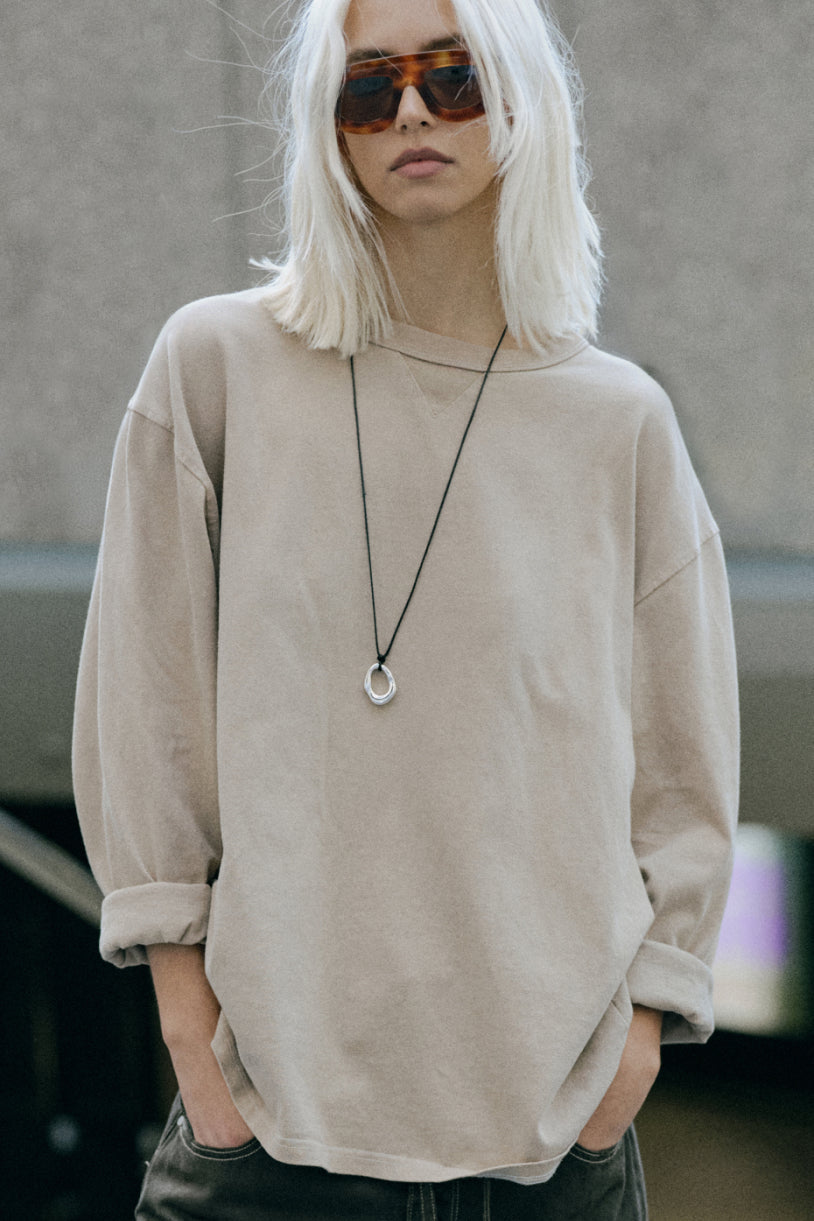 Womens Over Dyed Long Sleeve - Worn Sand
